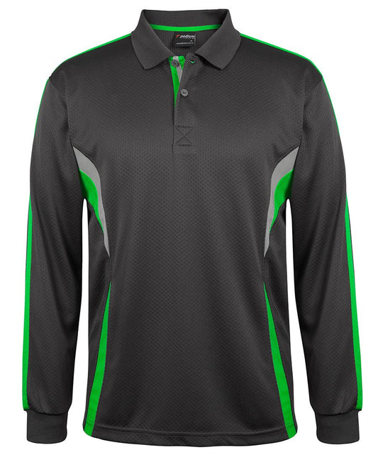 Long Sleeve Cool Polos Charcoal/Green- 7CLP